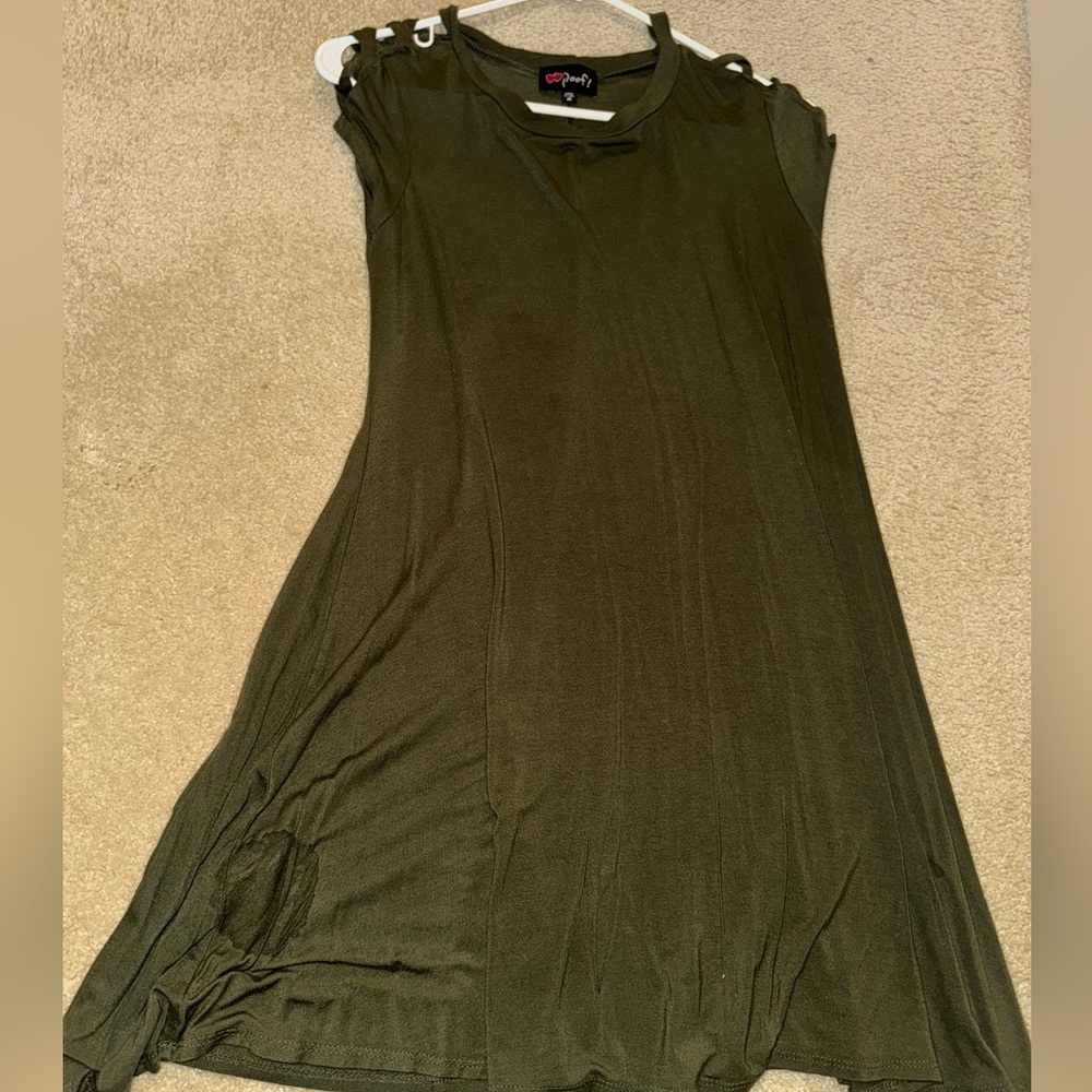 Poof! Olive Green Casual Dress